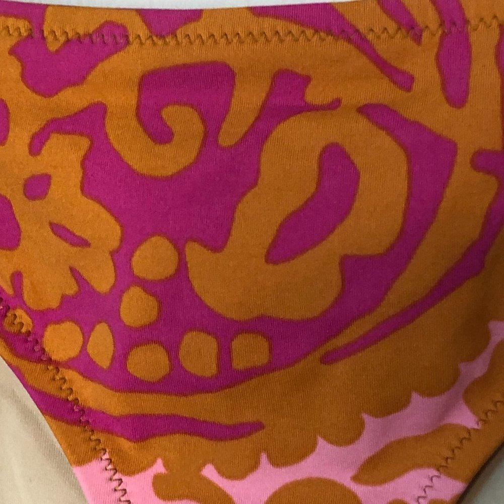 J. CREW Bikini Brief Fuschia Pink Orange with Gold Metal Side Buckles L - Picture 2 of 10